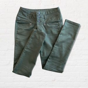 Green high waist skinny jeans size 26